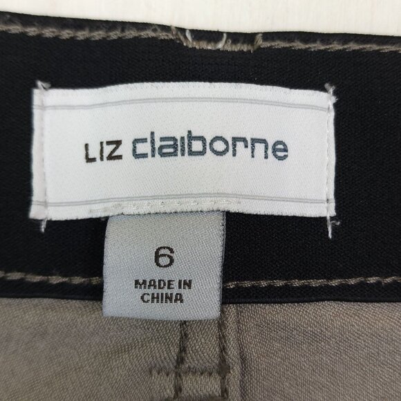 Liz Claiborne Womens Straight-Leg Pants Sz 6 Cotton Blend Mid-Rise Stretch Taupe - Picture 5 of 8